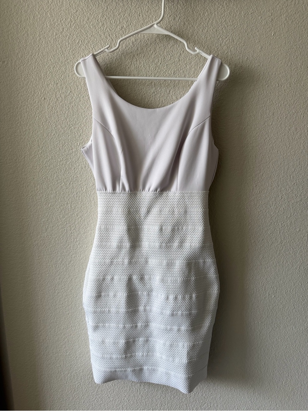 New York & Company Ivory and White Textured Midi Sheath Dress